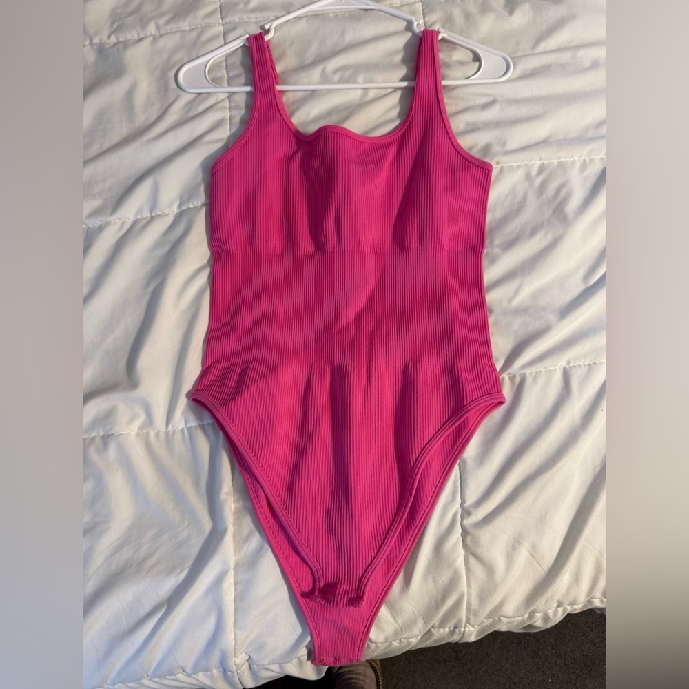 Pink Ribbed Bodysuit
